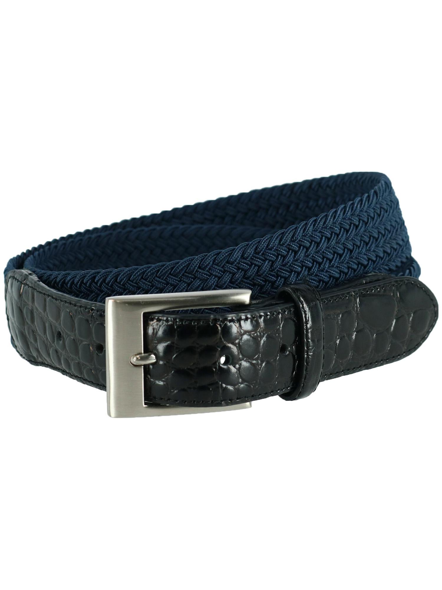 CTM®  Braided Elastic Stretch Belt with Croc Print End Tabs (Men's Big & Tall)