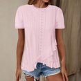 thumbnail image 2 of Timegard Hauts d'Été pour Femmes Épaules Tombantes Col Rond à Volants Irréguliers Tee-Shirts Décontractés Confortables, 2 of 7