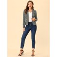 thumbnail image 3 of INSPIRE CHIC Blazer à Rayures pour Femme à Revers Cranté, Manches Longues, Boutonné, m Gris Blanc, 3 of 6