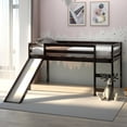 thumbnail image 4 of Gymax Lit Mezzanine Format Simple avec Glissade en Bois, Bas, Robuste, Chambre d'Enfant, Espresso, 4 of 10