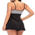 thumbnail image 2 of 2 Pcs Maillot de Bain pour Femmes à Rayures à Bretelles Spaghetti Robe Rembourrée + Short Taille Basse Maillot de Bain pour Dames Noir, 2 of 7