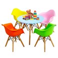 thumbnail image 1 of Gymax Ensemble de Table Ronde Moderne Colorée pour Enfants 5 Pcs avec 4 Fauteuils, 1 of 10
