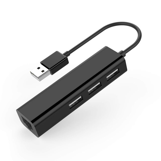 Concentrateur USB 3.0 à 3 Ports avec RJ45, Adaptateur Ethernet 10/100/1000 Gigabit, Convertisseur LAN Filaire, Adaptateur Réseau USB pour Ultrabooks, Ordinateurs Portables, Tablettes et Plus (Noir)