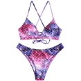thumbnail image 1 of Ensemble Bikini Soutien-Gorge Léger à Lacets Imprimé Écailles pour Femmes, 1 of 6