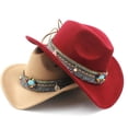 thumbnail image 4 of relayinert Children S Wool Hollow Western Cowboy Hat Premium For Classic Western Look Wide Application Green, 4 of 6