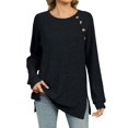 thumbnail image 1 of yoeyez Tunique en Tricot pour Femmes, Chandails à Manches Torsadées Patchwork, Col Ras du Cou Raglan, Chemises à Manches Longues, Hauts Mode Automne 2024, Noir, M, 1 of 7