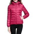 thumbnail image 1 of Packable down Jacket, Lightweight Hooded Puffer, White Duck down Coat Hot Pink Xl , Coat, 1 of 5