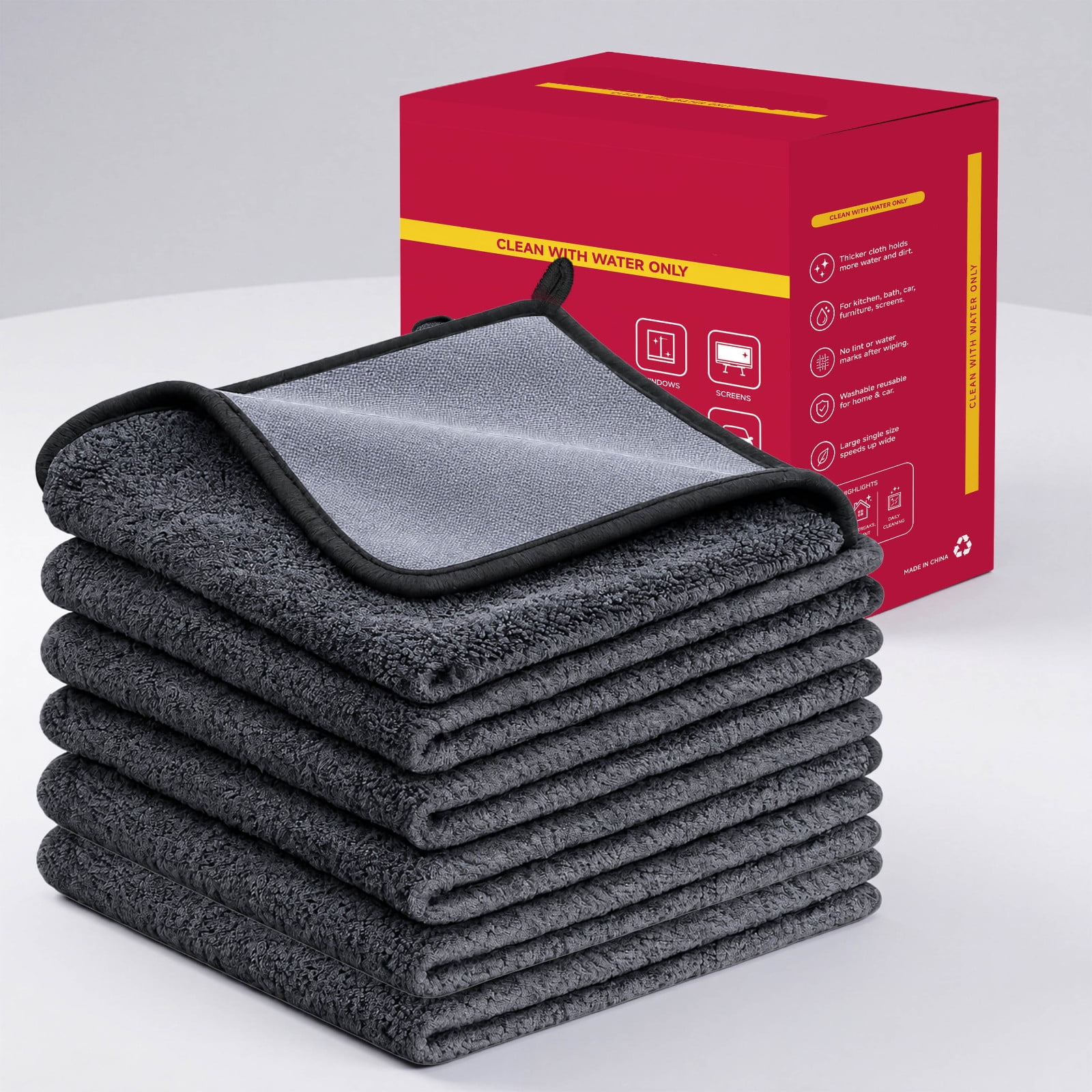 Werulen Cloth Cleaning Cloths Reusable, Thickened Kitchen Glass Car Wipes, Lint Free Multi Surface Cleaning Cloths, Absorbent Washable Cleaning Rags, Eco Friendly Reusable Wipes