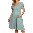 thumbnail image 2 of Drppepioner Robe de Maternité d'Été pour Femmes Grande Taille à Col en V, Ample, Confortable et Décontractée, Vert, 2 of 5