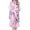 thumbnail image 2 of Penkiiy Peignoirs en Soie Simulée pour Femmes Peignoirs pour Femmes Kimono Paon Longue Robe de Chambre Robe Japonaise Robe m Rose, 2 of 5
