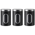 thumbnail image 1 of Canisters Set, 3 Piece Silver Stainless Steel Canister Set with Glass Windows, for Kitchen Canning Cereal,Pasta,Sugar,Beans,Spice Kitchen Storage Canister Container Set, 1 of 7