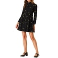 thumbnail image 4 of INSPIRE CHIC Robe pour Femme Manches Longues Col Rabattu Boutonnée Robe Chemise Mini à Fleurs Noir m, 4 of 6