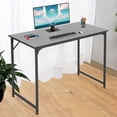 thumbnail image 1 of Computer Desk, 40'' Study Writing Table for Small Space, Save Space Office Desk with Metal Legs, Modern Steel Frame Wood PC Workstation for Home Office, Black, 1 of 7