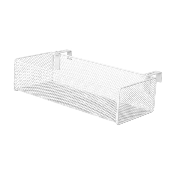 Langgg Boîte de Rangement Suspendue en Treillis Métallique Séparateur de Bureau Panier Ajustable Solution d'Organisation Efficace dans les Livres d'Espace de Travail Blanc 36.8x15.2x9cm