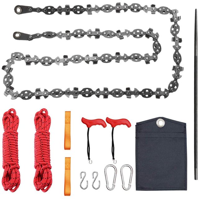 53 Inch Hand Rope Chain Saw Sharp Manual Tree Limb Chain Saw with 68 Teeth Folding Pocket Rope Chainsaw Tree Cutting Tool for Gardening Camping Survival Gear