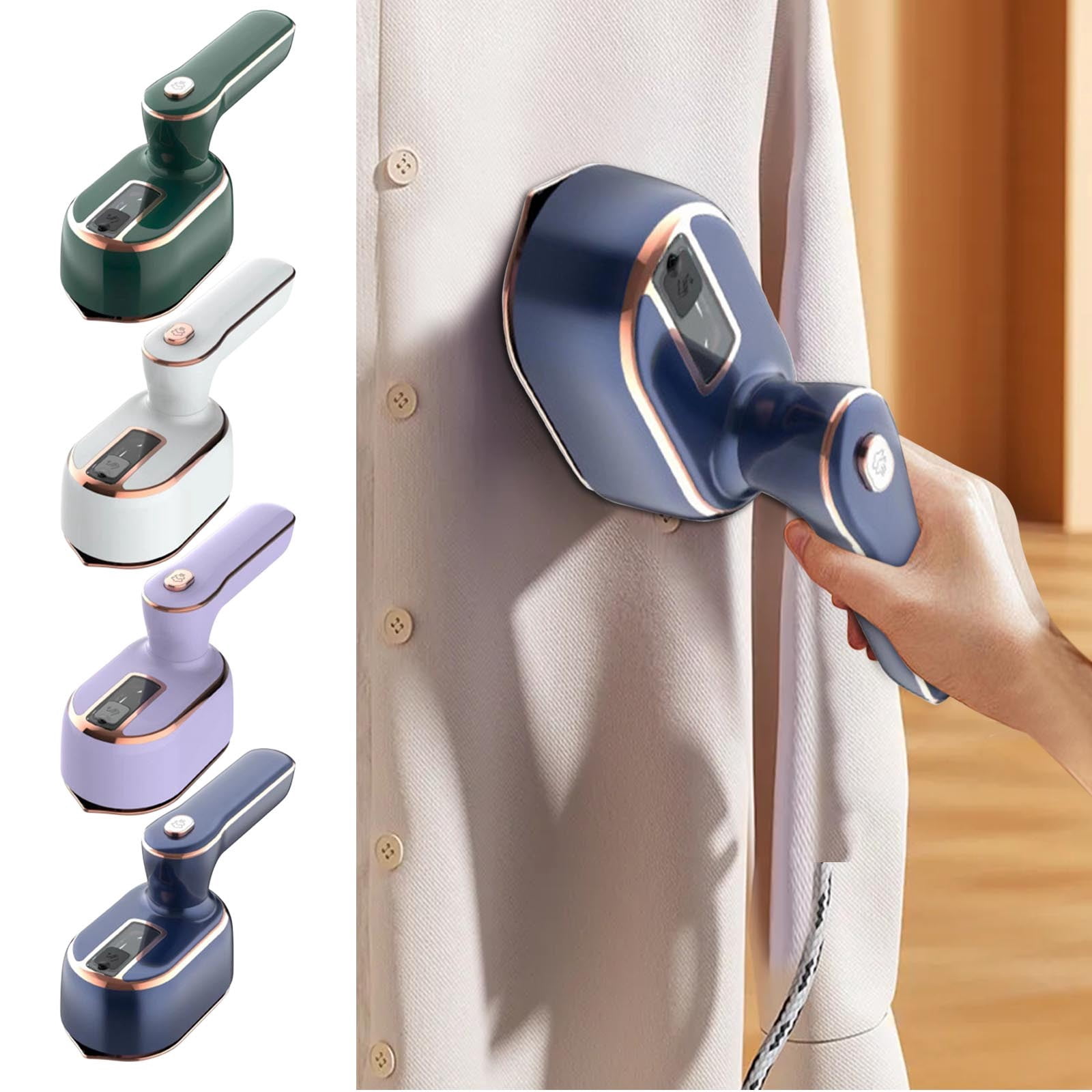 Meitianfacai Portable Handheld Garment Steamer 1000W Travel Iron With Strong Steam Output For Wrinkle Removal On All Fabric Types (Blue)