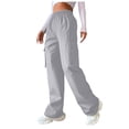 thumbnail image 2 of zanvin Women's High Waist Straight Cylinder Cargo Pants, Solid Color, 2 of 5
