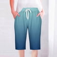 thumbnail image 2 of UPPADA Boho Shorts for Women Linen Shorts for Women Gradient Color Sweatshorts Drawstring High Waisted Short Pants Knee Length Sweatshort Pockets of Day Deals of Day Sale Clean, 2 of 5