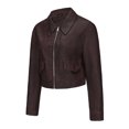 thumbnail image 5 of LOVZFMLL Vestes pour Femmes Couleur Unie Courte Mince Veste en Cuir à Manches Longues Veste Décontractée à Manches Longues Veste Décontractée à Capuche, 5 of 5