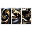 thumbnail image 2 of Designart "Double Spiral Swirl Abstract of Liquid Gold and Black" Abstract Spirals Wall Art Set Of 3 - Transitional Gold Canvas Set For Living Room Decor, 2 of 6