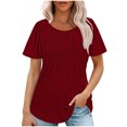 thumbnail image 1 of AherBiu Tuniques pour Femmes Amples Décontractées à Manches Courtes Couleur Unie Confortables d'Été à Col Rond Blouse T-Shirts, 1 of 7