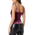 thumbnail image 3 of INSPIRE CHIC Women's Velvet Lace Spaghetti Strap Cami Top S Pink Purple, 3 of 6