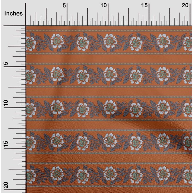 oneOone Polyester Lycra Fabric Leaves & Floral Block Printed Craft Fabric BTY 56 Inch Wide