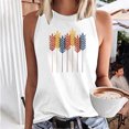 thumbnail image 2 of EQWLJWE Camisoles pour Femmes Camisoles Femmes Mode Tendance Femmes Imprimé Col Rond Sans Manches Chandails à Blocs Tunique T-Shirt Hauts, 2 of 4