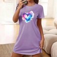 thumbnail image 1 of Mefallenssiah Chemise de Nuit Courte Surdimensionnée pour Femmes Mode Imprimé Poitrine Manches Courtes, 1 of 7