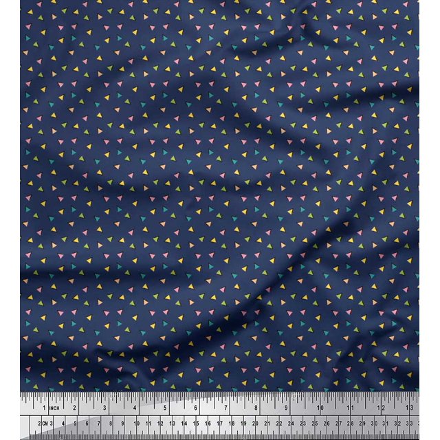 Soimoi Poly Georgette Fabric Triangle Shirting Print Fabric by The Yard 42 Inch Wide