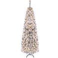 thumbnail image 1 of Costway 6 FT Pre-Lit Flocked Pencil Christmas Tree Hinged White, 1 of 11