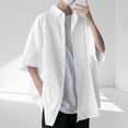 thumbnail image 1 of Styesk T Shirts for Man Men's Fashionable Casual Solid Color Button Short Sleeve Turndown Collar Top, 1 of 6
