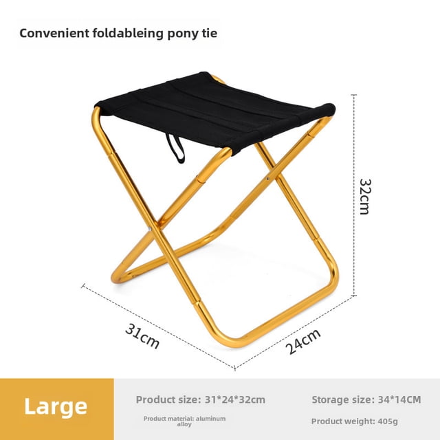 Tabouret de Camping Pliable en Alliage d'Aluminium Léger de Qualité Supérieure – Chaise Portable Robuste pour la Pêche en Plein Air, la Randonnée, les Voyages et l'Entraînement, Conception Compacte Gain de Place, Construction Robuste, Doré (Grand