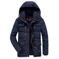 thumbnail image 1 of RKSTN Mens Fleece Jacket Winter Velvet Thickened Plus Size Jacket Solid Color Windproof Warm Cotton Padded Hooded Coat, 1 of 3