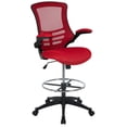 thumbnail image 1 of Mid-Back Red Mesh Ergonomic Drafting Chair with Adjustable Foot Ring and Flip-Up Arms, 1 of 8
