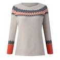 thumbnail image 4 of Tiweut Chandails Décontractés pour Femmes Doublés en Polaire Chandail d'Hiver Manches Longues Col Rond Longueur Moyenne Blouses Patchwork Gris,m, 4 of 5