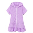 thumbnail image 3 of Ketyyh-chn99 Robes Tutu pour Tout-Petits Petites Filles Petites Filles par-Dessus de Maillot de Bain Enfants par-Dessus de Maillot de Bain à Fermeture Éclair Plage Maillot de Bain Peignoir à Capuche Robe de Plage pour 3-4 Ans, Violet, 3 of 6
