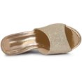 thumbnail image 4 of BLISSFUL STEP Sandales à Talon Compensé à Paillettes pour Femmes, Mules à Plateforme à Bout Ouvert, Or 7, 4 of 6
