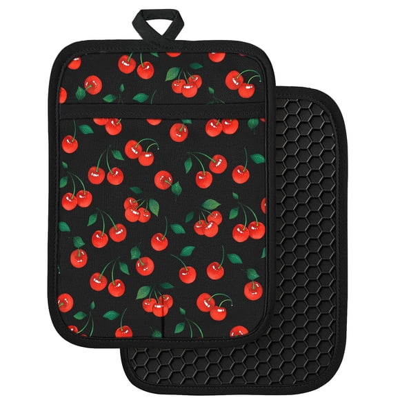 Silcone Supports de Pots de Fleurs pour Cuisine - 100 % Coton Beige Mignons Rétro Maniques de Four avec Poches, Coussins Chauds Carrés Épais Résistants à la Chaleur, Cadeaux pour Pâtisserie et Boulanger Maison Nouvelle Maison, Lot de 2