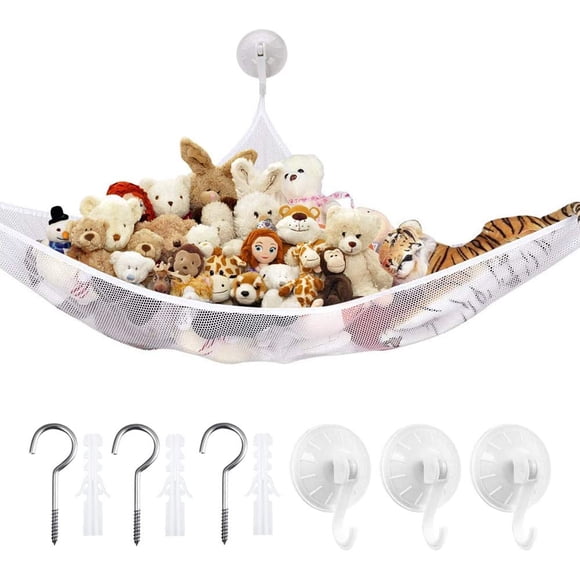 Toy Hammock, Stuffed Animals Hammock Jumbo Toy Net Storage, Kids Sling Wall Mesh Corner Toy Net Organizer for Stuffed Animal
