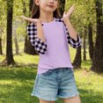 thumbnail image 4 of SERTG T-Shirt Mode Enfant Col Rond Manches 3/4 Imprimé Col Rond pour Été et Printemps 4-15 Ans (Violet1,7 Ans), 4 of 7