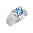 thumbnail image 3 of RYLOS Men's Rings Sterling Silver Rings Classic Designer  9X7MM Oval Gemstone &  Diamond Ring Blue Topaz December Birthstone Ring Size 11, 3 of 7