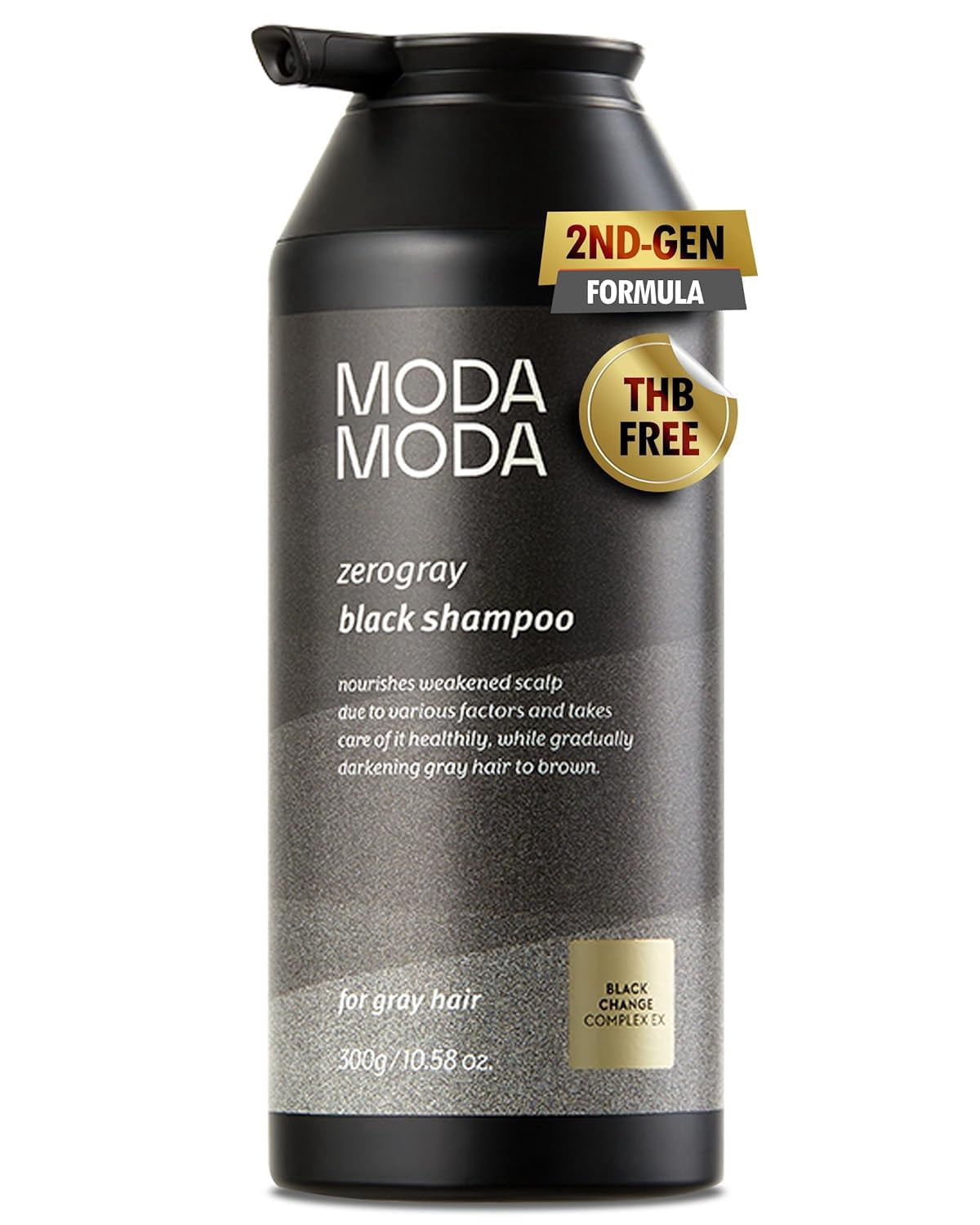 MODA MODA Zero Gray Black Hair Shampoo (10.58 Oz) | Natural Darkening Color for Hair & Scalp | Age-Defying Volumizing Formula that Reduces Hair Breakage