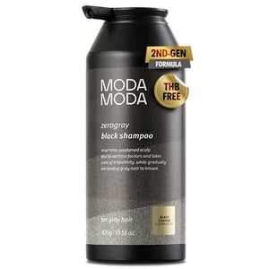 MODA MODA Zero Shampooing cheveux noirs gris (10.58 Couleur d'obscurcissement naturelle pour les cheveux & Formule volumisante défavorisée par âge qui réduit la rupture des cheveux