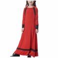 thumbnail image 1 of Birdeem Robe Longue Musulmane pour Filles Moyennes et Grandes, Manches Longues, Col en V, Robe à Blocs de Couleur, 1 of 6