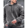 thumbnail image 3 of FOCUSNORM Men Plush Loose Hoodies Solid Color Drawstring Hooded Sweatshirts Long Sleeve Tops Fall Winter Casual Pullovers, 3 of 7
