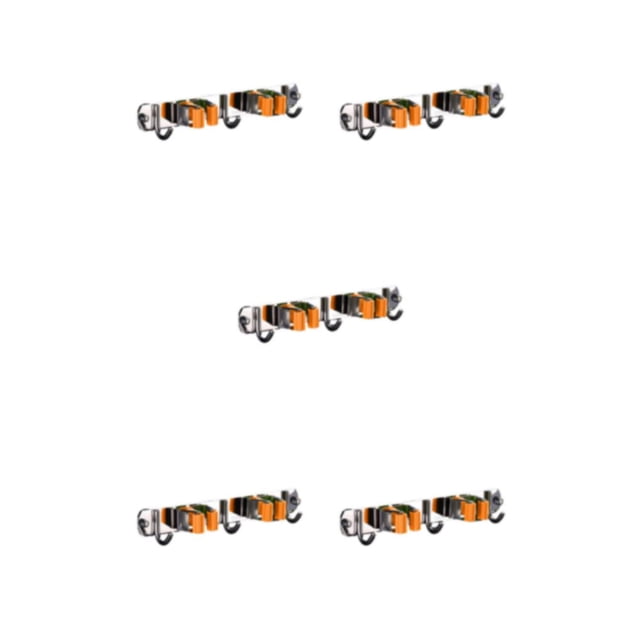 ZheElen Support Pratique pour Écouvillon en Acier Inoxydable - Fabrication Résistante à la Corrosion, Rapide, Robuste, Support Multifonction pour Écouvillon, Support pour Balai, orange, 2 Pinces et 3 Crochets, Ensemble de 5