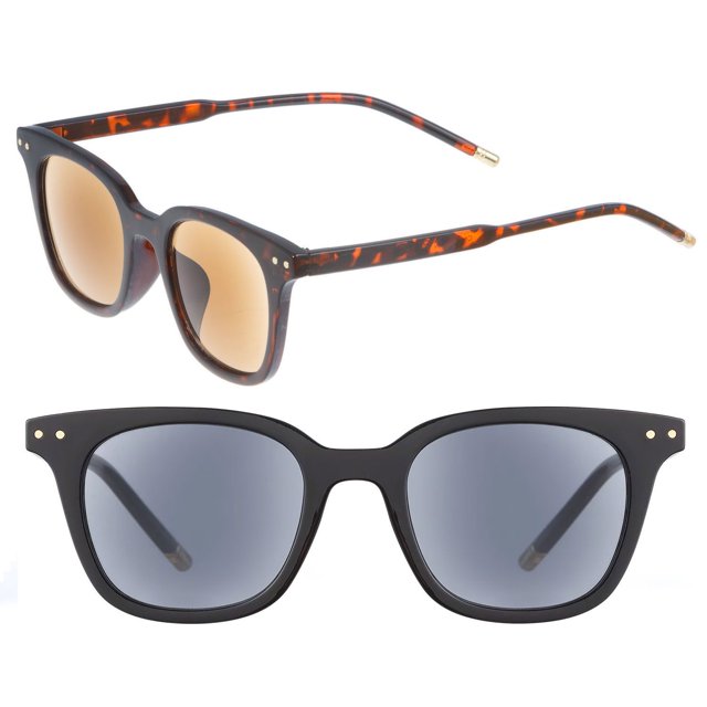 "The Modish" Lunettes de Lecture Mode pour Femmes à Verres Pleins Sans Bifocal - 2 Paires Incluses - Jet/écaille - 1,50