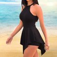thumbnail image 1 of zanvin Rompers Women O-Neck Zippe Solid Irregular Sleeveless Jumpsuit Shorts Romper Bodysuit, 1 of 6
