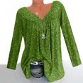 thumbnail image 2 of Vente de Liquidation Jolis Hauts pour Femmes Manches Longues Col Rond Hauts de Sortie Chandail Décontracté à Enfiler Impression de Lettres Mode d'Automne Blouse pour Femmes Légère Tendance Grande Taille C'est l'Automne Yall Haut(Vert Armée,TG), 2 of 8